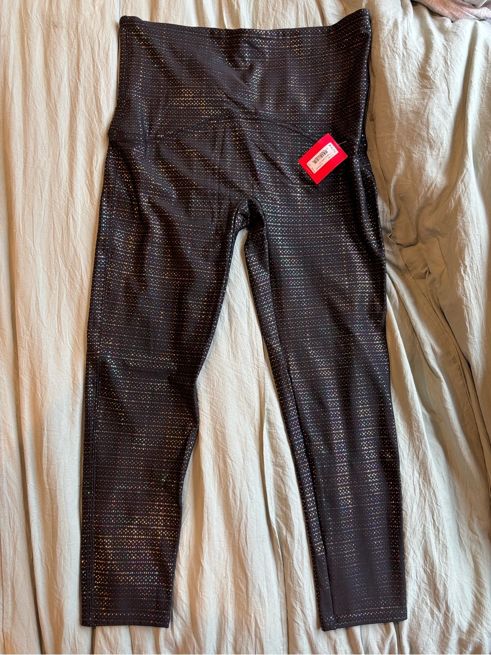 SPANX Black Shimmer High-Rise Leggings 7/8